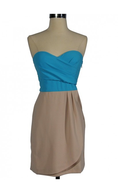 Sand and Sea Two Tone Strapless Designer Dress by Minuet